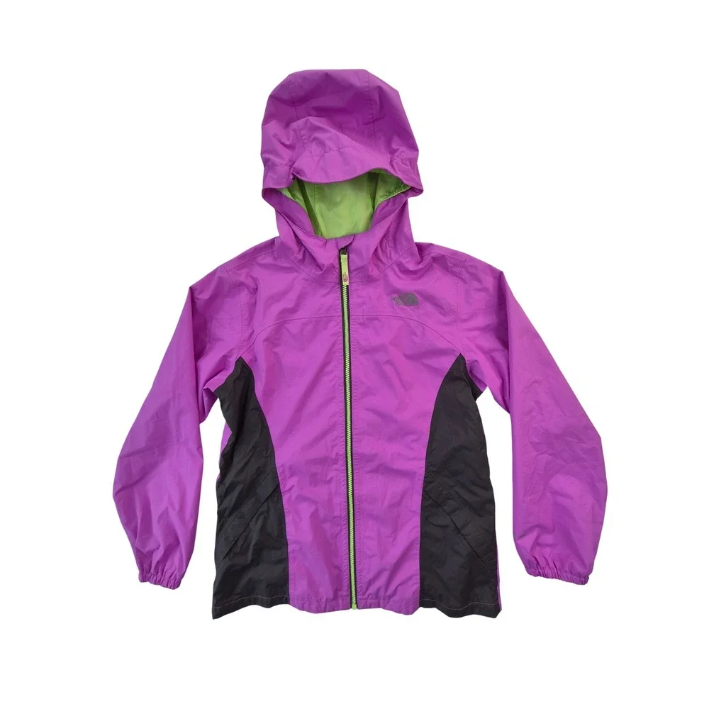 The North Face Resolve Hooded Rain Jacket Girls XL Purple Black
